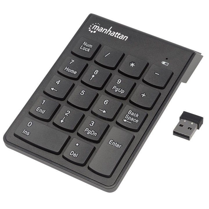 Manhattan Tastierino numerico wireless (2.4GHz) USB-A ricevitore micro 18 tasti a dimensione intera interruttori a membrana gest