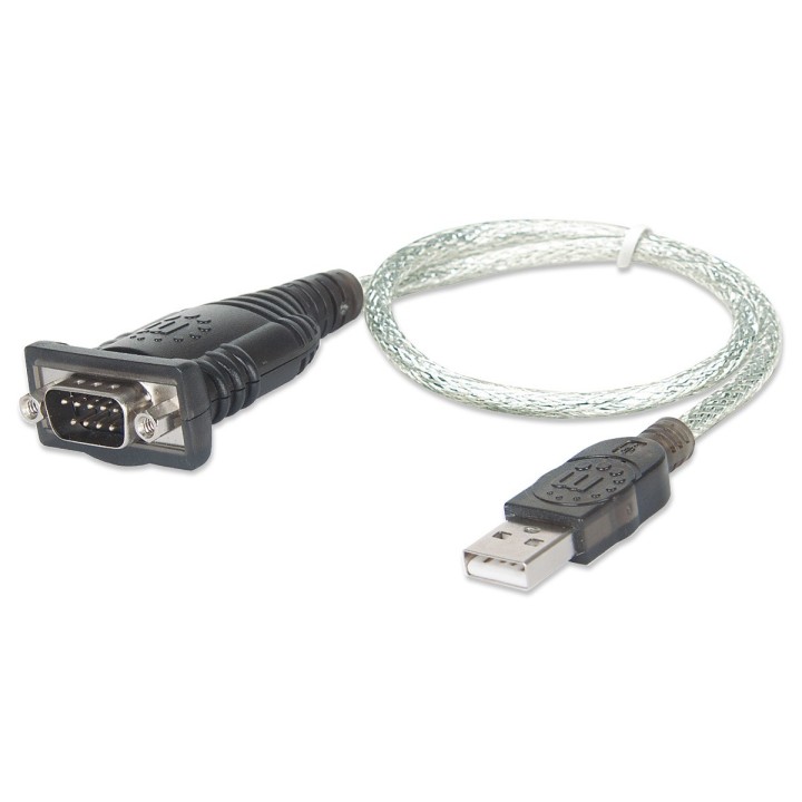 Manhattan cavo convertitore USB-A a seriale 45cm maschio-maschio Serial/RS232/COM/DB9 chip Prolific PL-2303RA cavo nero/argento 