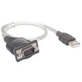 Manhattan cavo convertitore USB-A a seriale 45cm maschio-maschio Serial/RS232/COM/DB9 chip Prolific PL-2303RA cavo nero/argento 