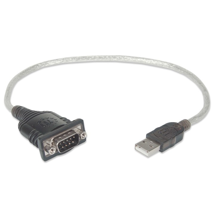 Manhattan cavo convertitore USB-A a seriale 45cm maschio-maschio Serial/RS232/COM/DB9 chip Prolific PL-2303RA cavo nero/argento 