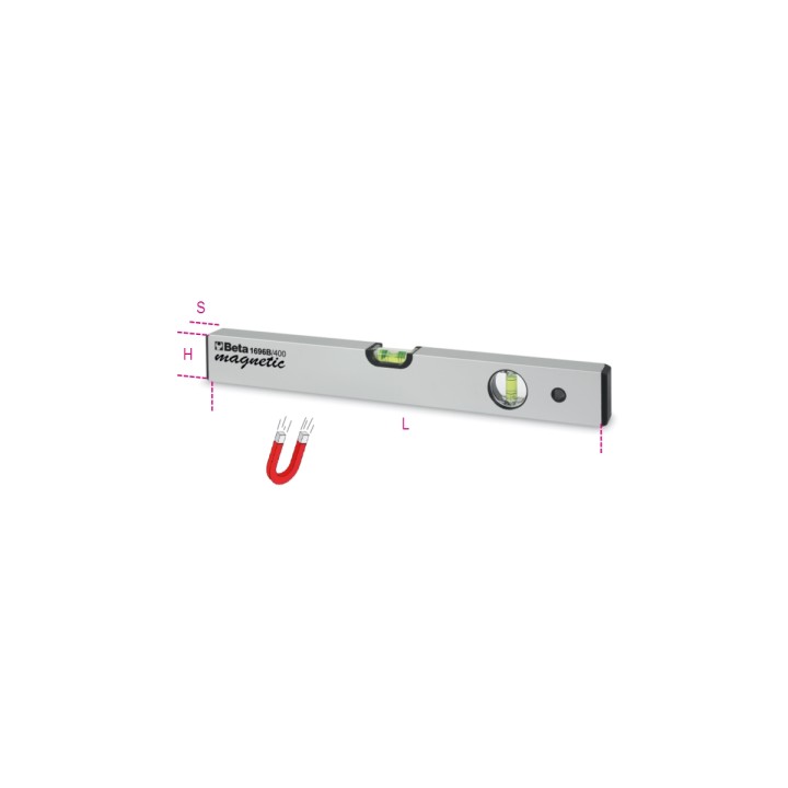 Beta 1696B 300 Livelle con base magnetica in alluminio profilato anodizzato con due fiale infrangibili 016960203