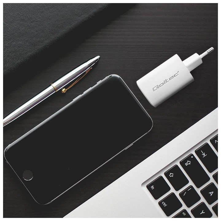Qoltec 50765 caricatore dispositivi mobili laptop console portatile da gioco power bank smartphone smartwatch tablet bianco AC r