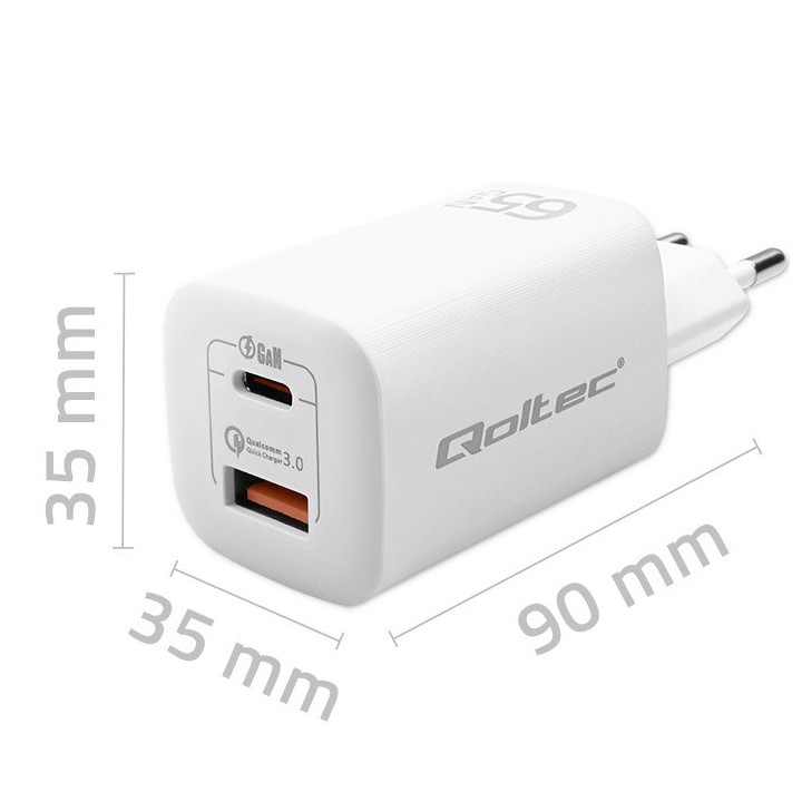 Qoltec 50765 caricatore dispositivi mobili laptop console portatile da gioco power bank smartphone smartwatch tablet bianco AC r