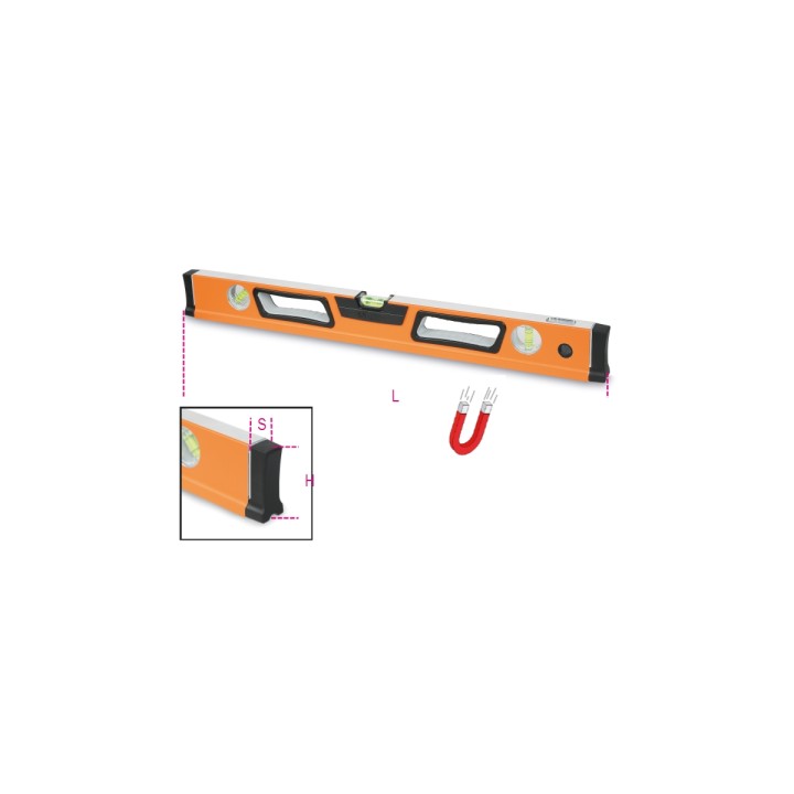 Beta 1696T 1000 Livella con base magnetica in alluminio profilato con tre fiale infrangibili 016960510