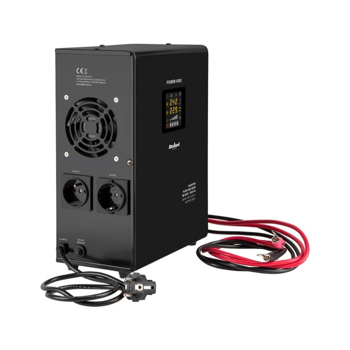 Rebel POWER-1000 alimentatore di emergenza a parete – inverter a onda sinusoidale pura con funzione di ricarica 12V 230V 1000VA/