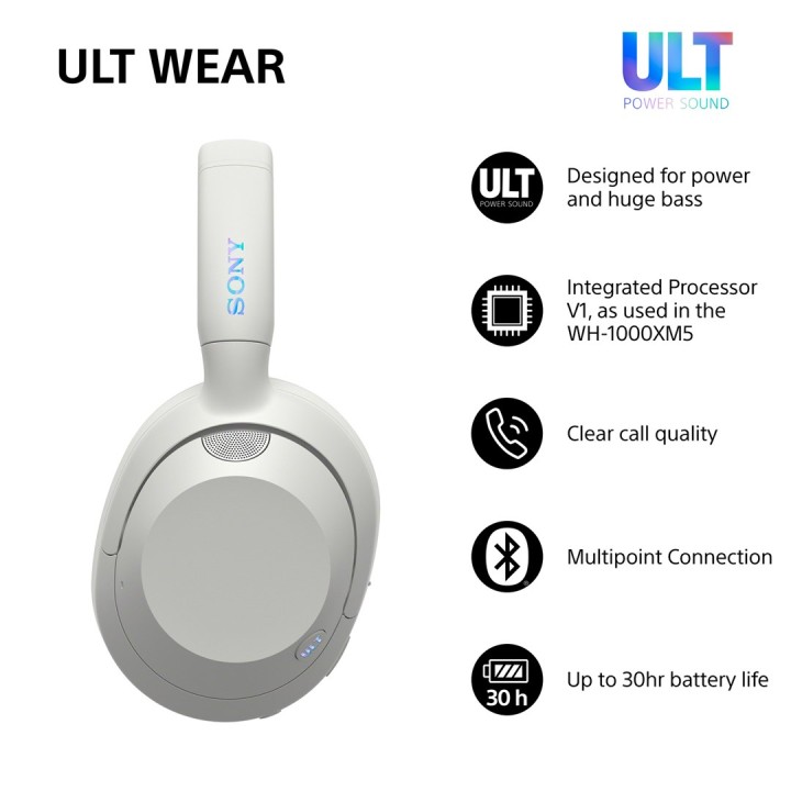 Sony ULT WEAR - Cuffie Wireless Bluetooth con ULT POWER SOUND Bassi Profondi Ultimi Cancellazione Rumore Qualità Chiamate Crista