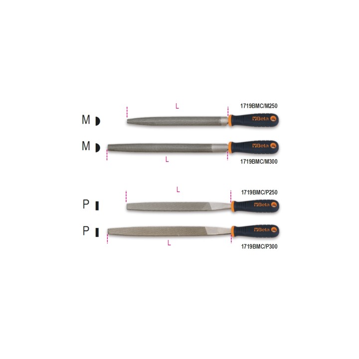 Beta 1719BMC/P 250 Lime mezzotonde e piatte a mazzo impugnatura bimateriale antiscivolo 017190262