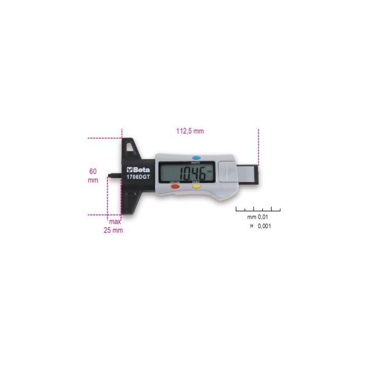 Beta 1706DGT Calibro di profondità digitale per battistrada pneumatici 017060011