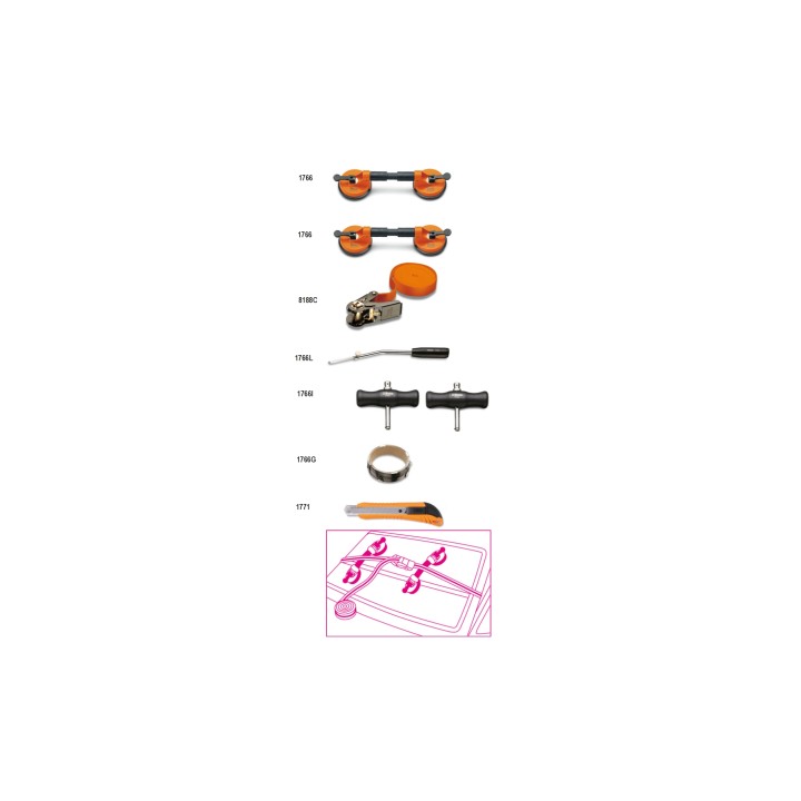 Beta 1766/8 Assortimento di 8 utensili per cristalli auto 017660100
