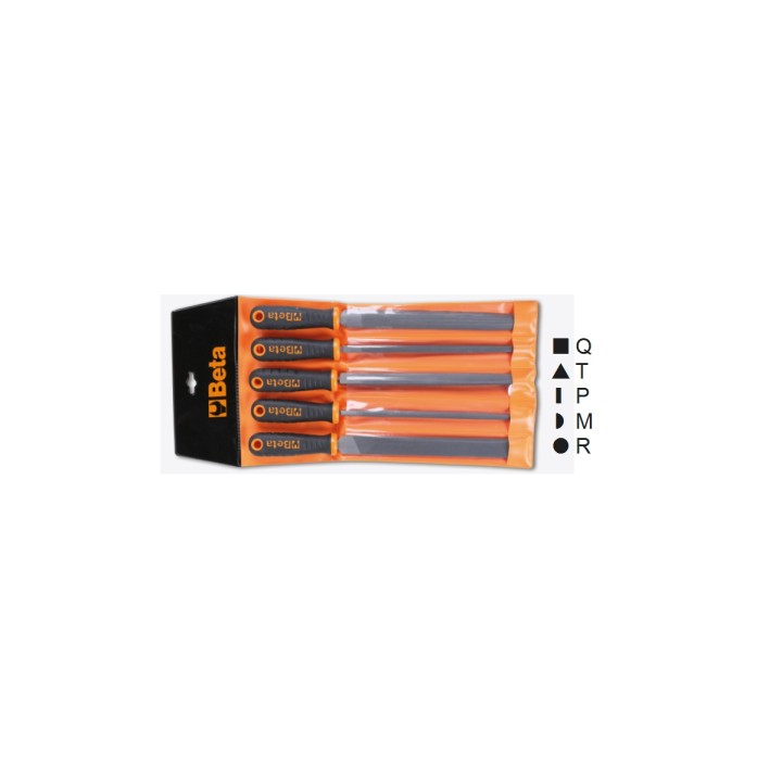 Beta 1719BMA10/B5 Serie di 5 lime a taglio mezzodolce, con impugnatura in busta appendibile 017190298