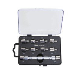Beta 3075/K10 Set chiave universale a testina intercambiabile e 10 inserti, per serraggio raggi ruote 030750410