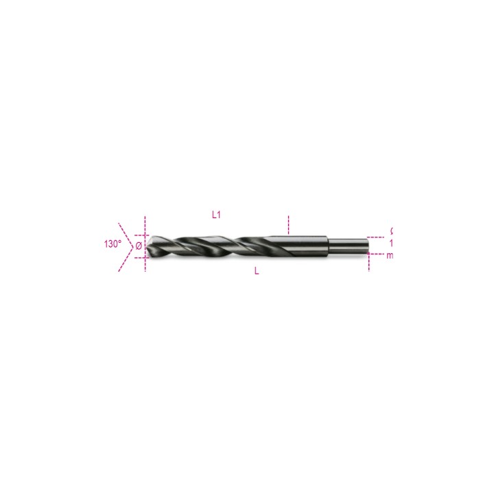 Beta 412A 17,00 Punte elicoidali cilindriche serie corta in acciaio HSS rettificate brunite con codolo ridotto di 13 mm 00412021