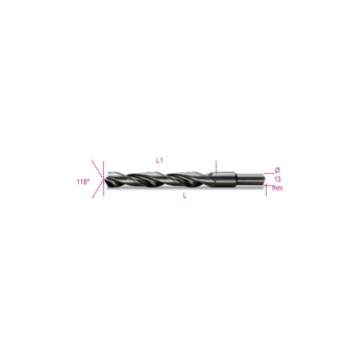 Beta 410A 14,50 Punte elicoidali cilindriche serie corta in acciaio HSS rullate brunite con codolo ridotto di 13mm 004100285