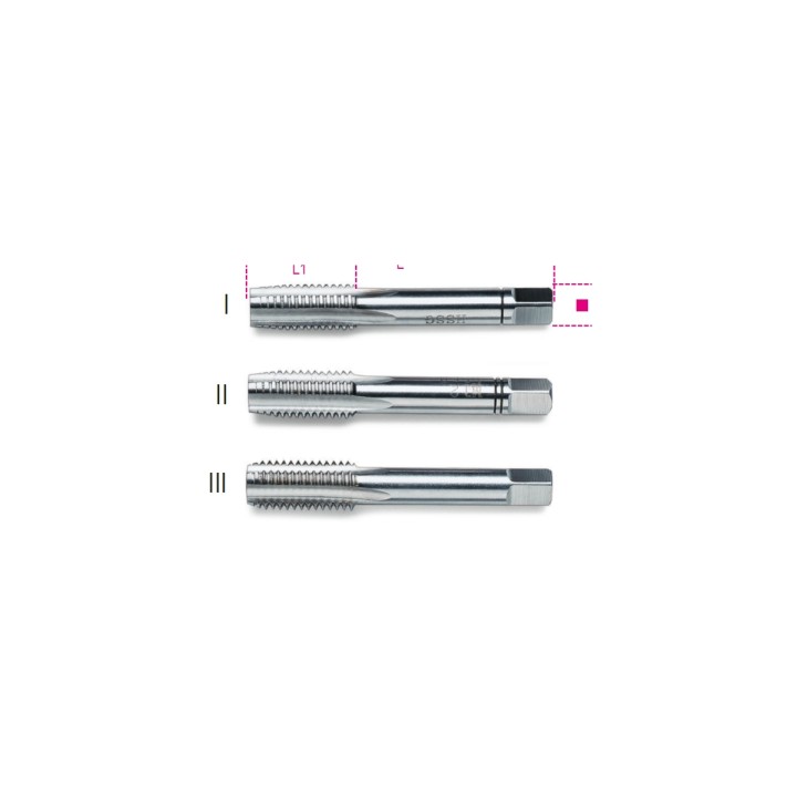 Beta 431 18 Serie di 3 maschi a mano sgrossatore, intermedio, finitore passo grosso in acciaio HSS 004310018