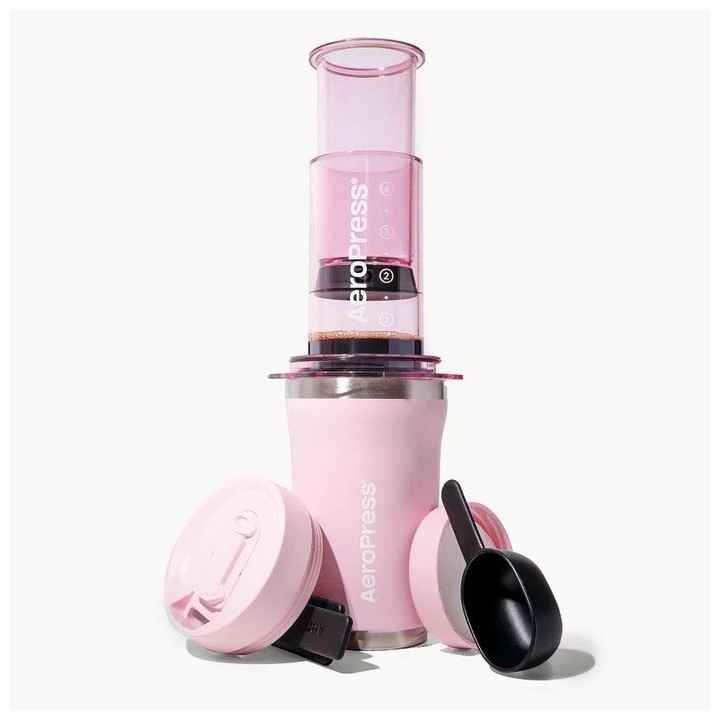 AEROPRESS Go Plus caffettiera con tazza termica rosa 475 ml