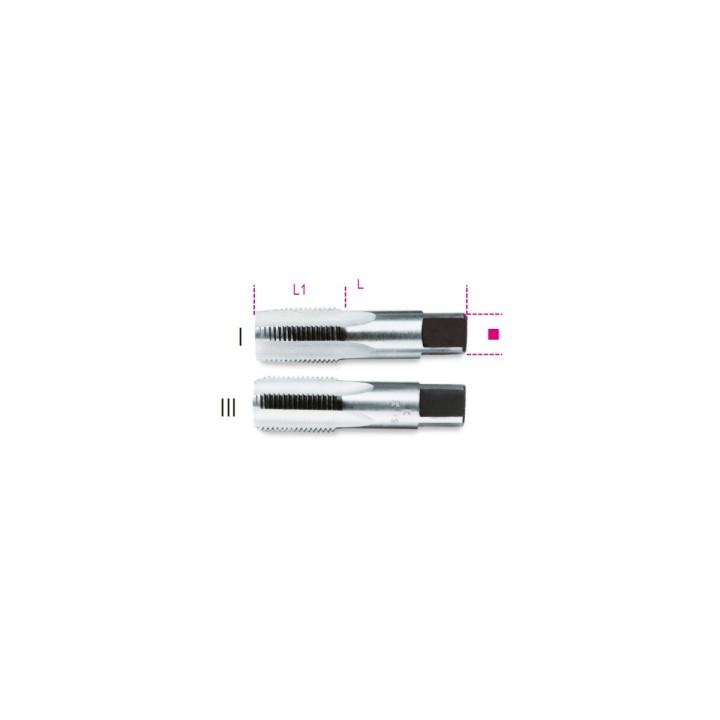 Beta 433ASG 1/8 Serie di 2 maschi a mano filettatura GAS cilindrica in acciaio al cromo 004330401