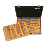 Beta 446/C110 Assortimento di maschi e filiere con accessori in acciaio al cromo filettatura metrica in cassetta di legno 004460
