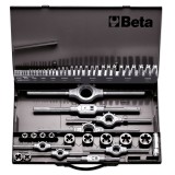 Beta 447/C53 Assortimento di maschi e filiere con accessori in acciaio HSS filettatura metrica in cassetta metallica 004470060