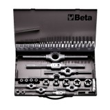 Beta 447/C53 Assortimento di maschi e filiere con accessori in acciaio HSS filettatura metrica in cassetta metallica 004470060