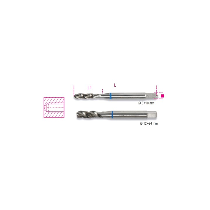 Beta 428FC 6 Maschi a macchina per fori ciechi passo grosso in acciaio HSS 004280106