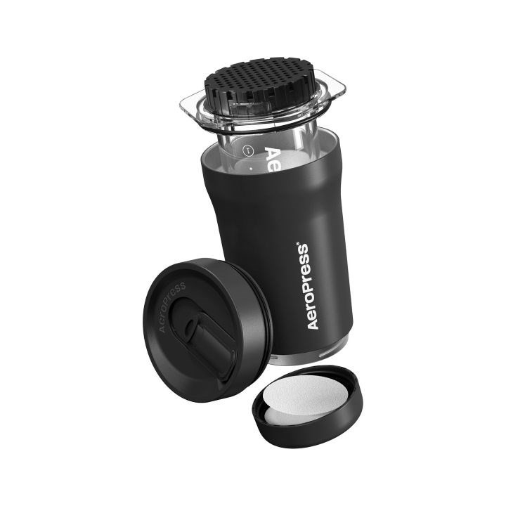 Caffettiera AeroPress Go Plus con tazza termica nera