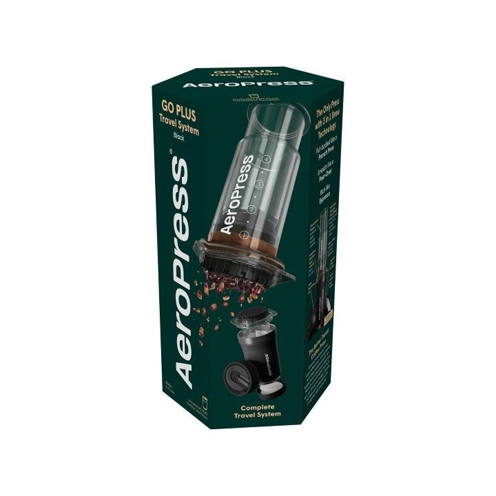 Caffettiera AeroPress Go Plus con tazza termica nera