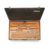 Beta 446ASC/C37 Assortimento di maschi e filiere con accessori in acciaio al cromo filettatura UNC in cassetta di legno 00446008