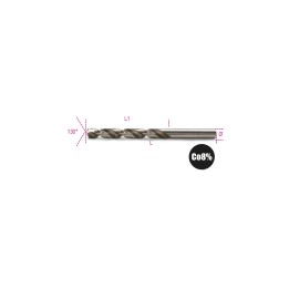 Beta 415 6,50 Punte elicoidali cilindriche serie corta in acciaio HSS-CO 8% rettificate 004150106