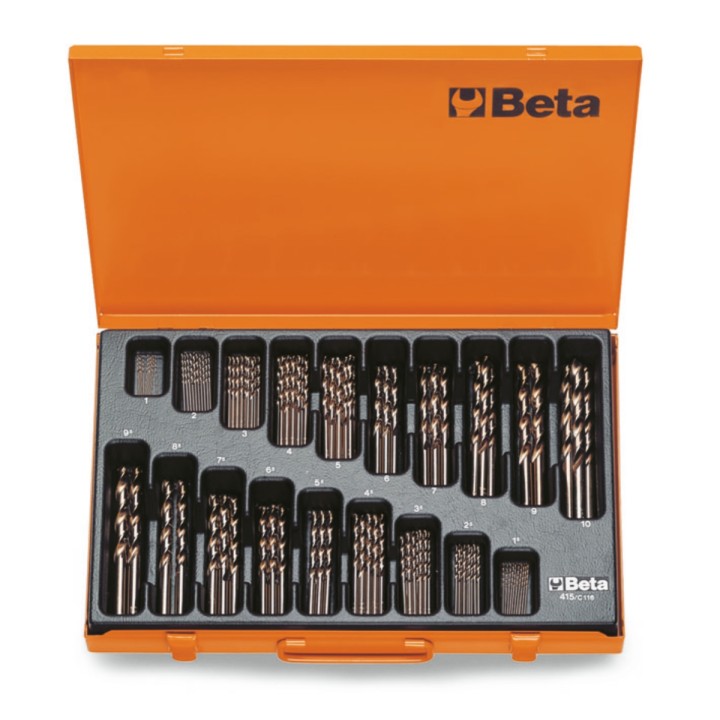 Beta 415/C116 Serie di punte elicoidali cilindriche (art.415) in cassetta 004150450