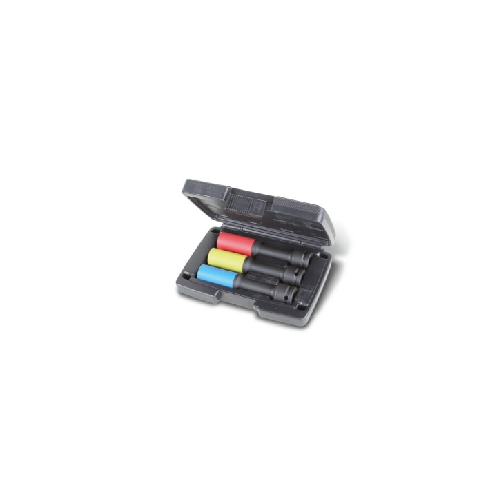 Beta 720LCL/C3 Serie di 3 chiavi a bussola Macchina lunghe colorate con inserti polimerici per dadi ruote in valigetta di plasti