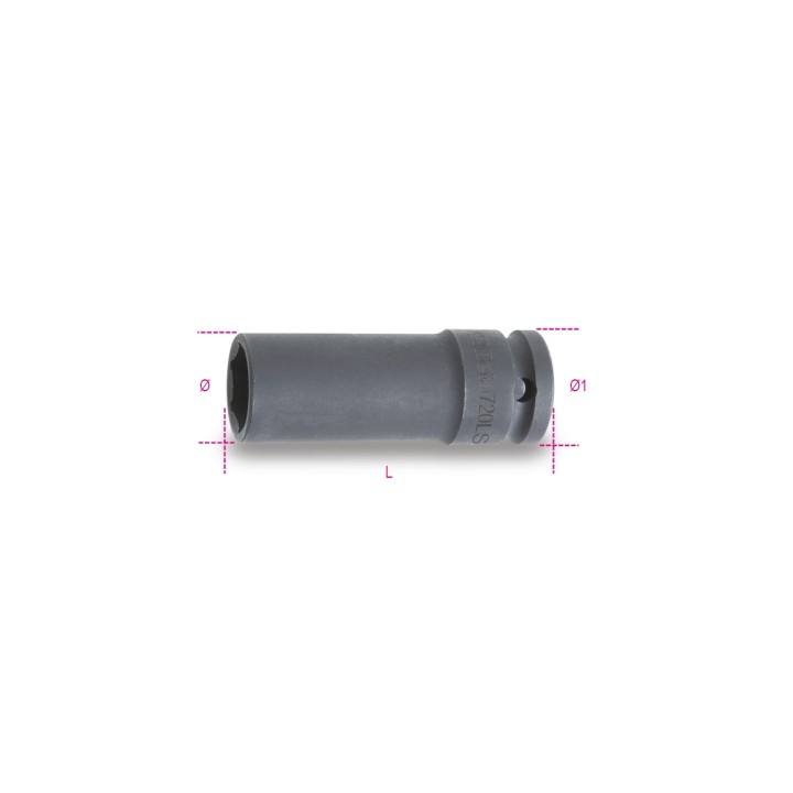 Beta 720LS 14 Chiavi a bussola Macchina con attacco quadro femmina 1/2" bocca esagonale serie lunga sottile fosfatate 007200364