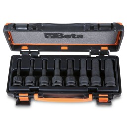 Beta 720ME/C8 Serie di chiavi a bussola Macchina maschio esagonale con quadro femmina 1/2" fosfatate, in cassetta di lamiera 007
