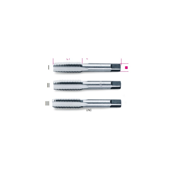 Beta 430ASC 1" Serie di 3 maschi a mano sgrossatore, intermedio, finitore UNC in acciaio al cromo 004300060