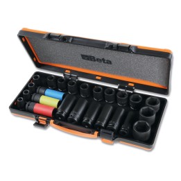 Beta 720/C24 Serie di 24 chiavi a bussola Macchina con attacco quadro femmina 1/2" fosfatate, in cassetta di lamiera 007200904