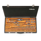 Beta 446/C48 Assortimento di maschi e filiere con accessori in acciaio al cromo filettatura metrica in cassetta di legno 0044600