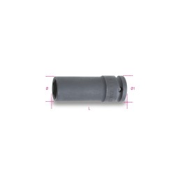 Beta 720LS 22 Chiavi a bussola Macchina con attacco quadro femmina 1/2" bocca esagonale serie lunga sottile fosfatate 007200372