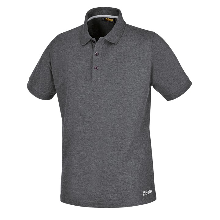Beta 7552G M Polo work in cotone piquet 200g, con 3 bottoni, grigio melange 075520402