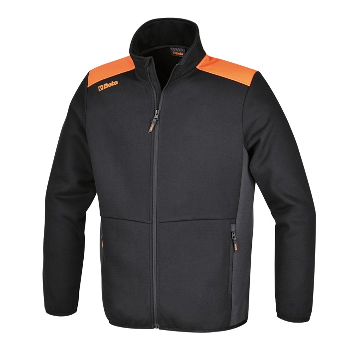 Beta 7565NG L Felpa zip lunga, nera con inserti in grigio antracite 075650403
