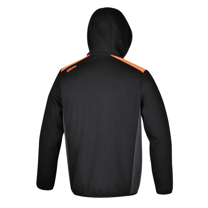 Beta 7566NG XXL Felpa zip lunga con cappuccio, nera con inserti in grigio antracite 075660405