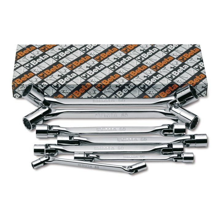 Beta 80/S8 Serie di 8 chiavi a bussola poligonale snodate doppie (art. 80) 000800051