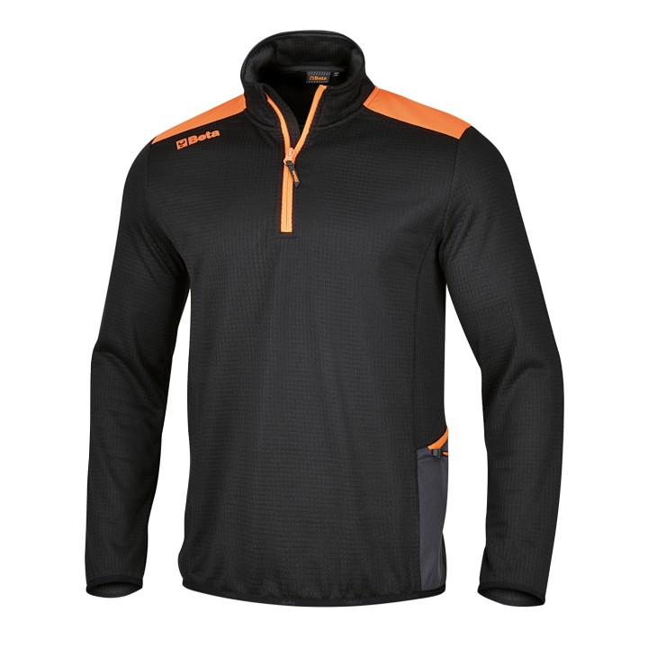 Beta 7563N M Micropile gird fleece con zip corta, nero 075630002