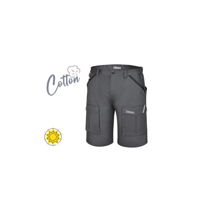 Beta 7931MG S Bermuda da lavoro in 100% cotone elasticizzato grigio, comodi e resistenti 079310401