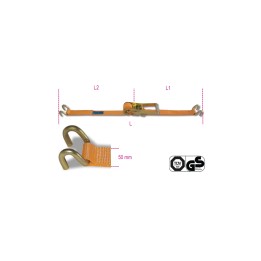 Beta 8182H/2 8,5 Sistema di ancoraggio a cricchetto LC 2500kg nastro in poliestere ad alta tenacità (PES) ganci sponda 081820385