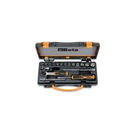 Beta 900/C13-5 Assortimento di 13 chiavi a bussola a mano esagonali e 5 accessori in cassetta di lamiera 009000953