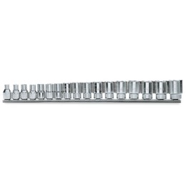 Beta 910A/SB17 Serie di chiavi a bussola a mano con attacco quadro femmina 3/8" bocca esagonale, cromate 009100030