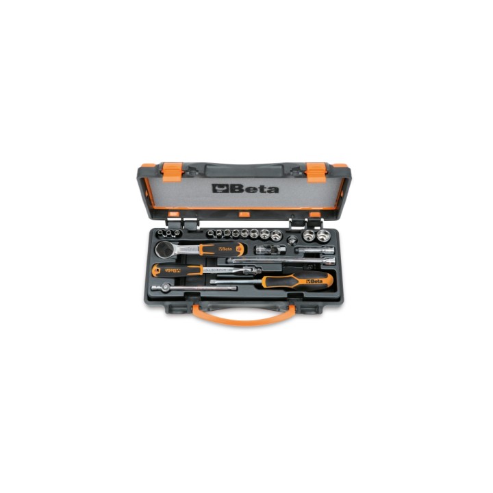 Beta 900/C13-8 Assortimento di 13 chiavi a bussola a mano esagonali e 8 accessori in cassetta di lamiera 009000954