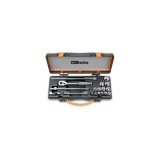 Beta 910AS/MBM-C18 Assortimento di 13 chiavi a bussola a mano poligonali e 5 accessori in cassetta di lamiera 009100926