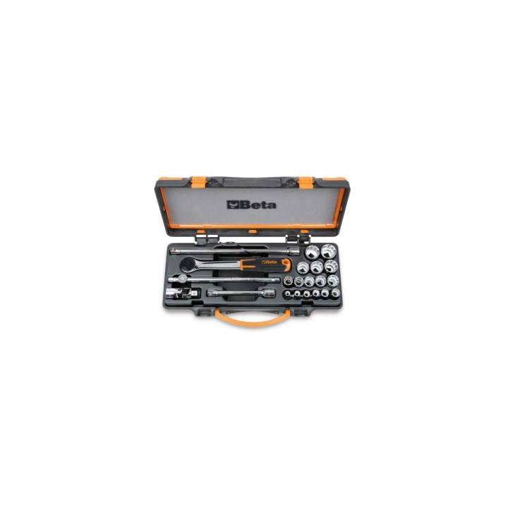 Beta 910B/C16 Assortimento di 16 chiavi a bussola a mano poligonali e 5 accessori in cassetta di lamiera 009100937