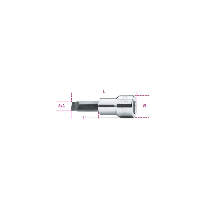 Beta 910LP 1,2X6,5 Chiavi a bussola a mano a giravite per viti con intaglio con attacco quadro 3/8" cromate - inserti bruniti 00
