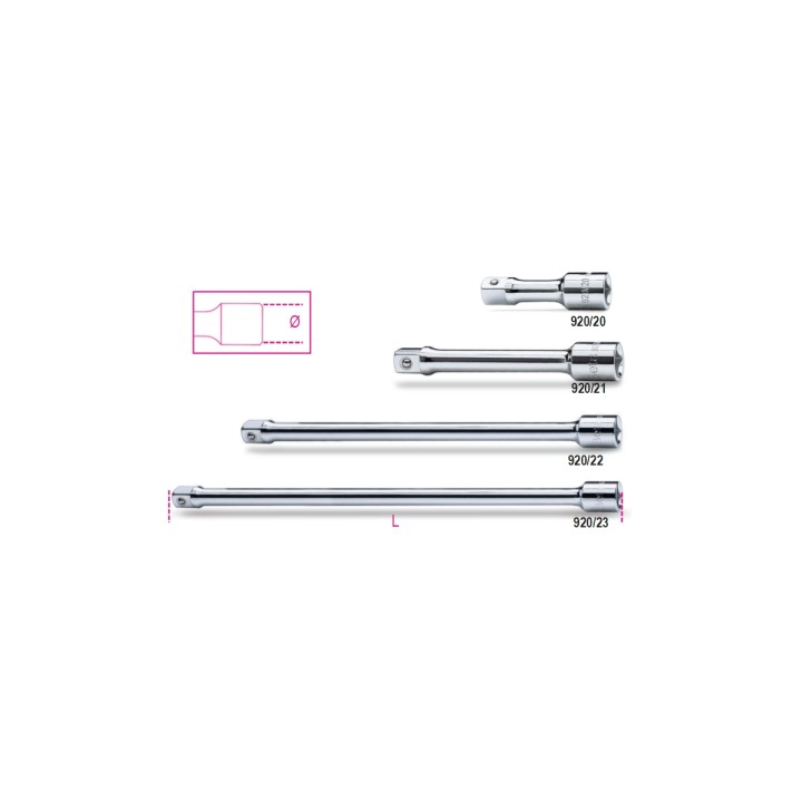 Beta 920/21 Prolunghe a mano con attacchi quadri maschio e femmina 1/2" cromate 009200822